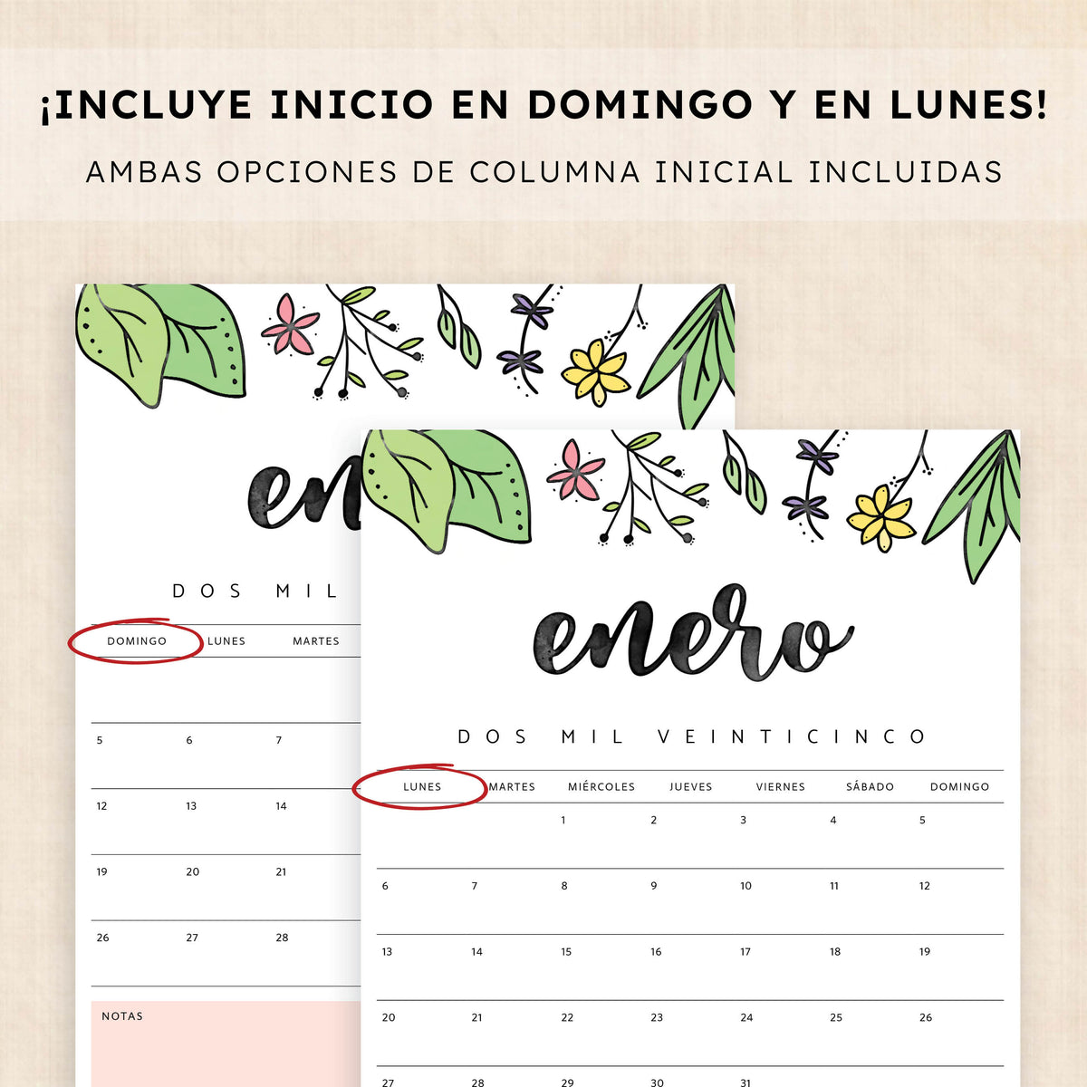 Calendario 2025 para imprimir