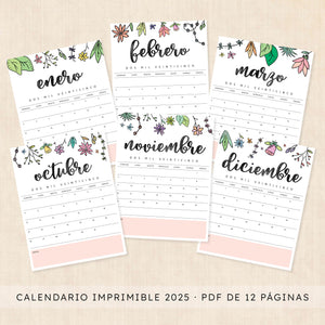 Calendario 2025 para imprimir