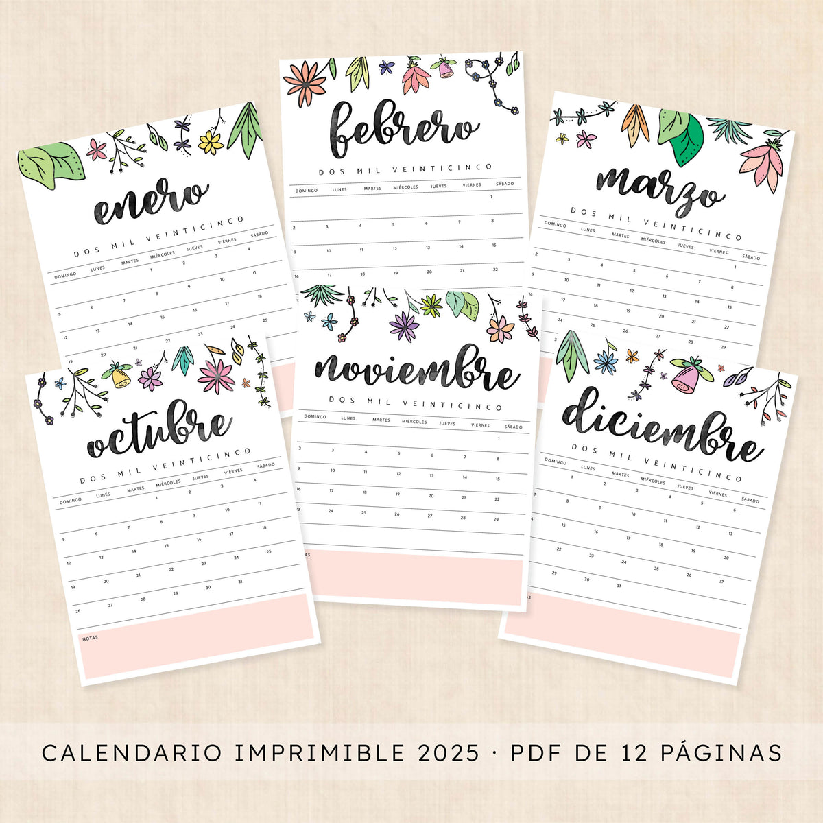 Calendario 2025 para imprimir