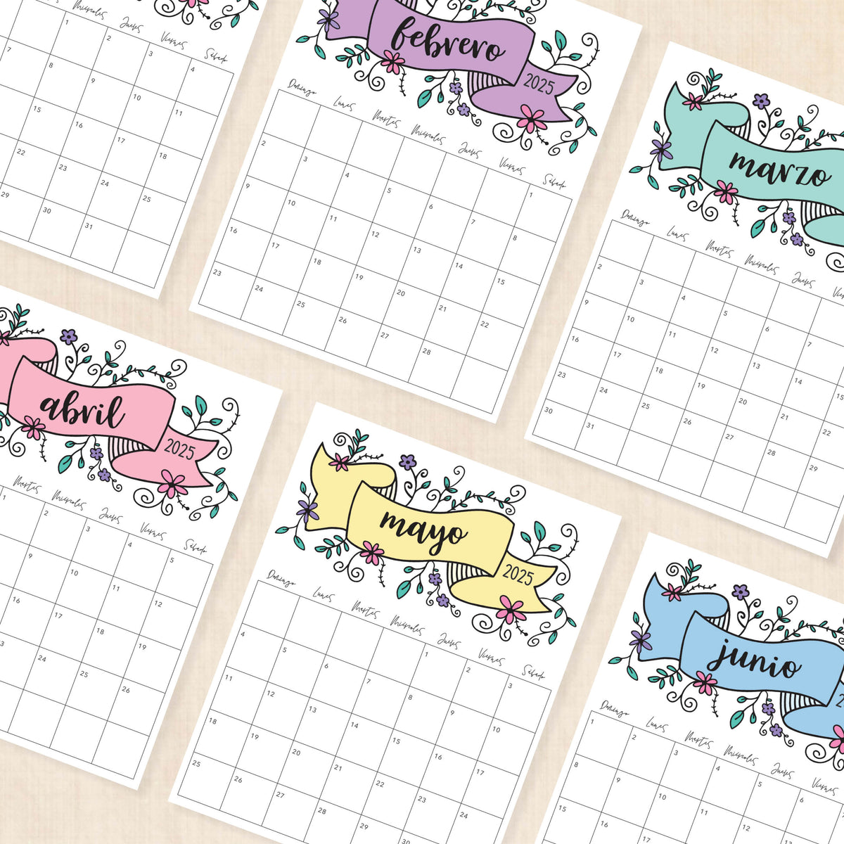 Calendario 2025 para imprimir