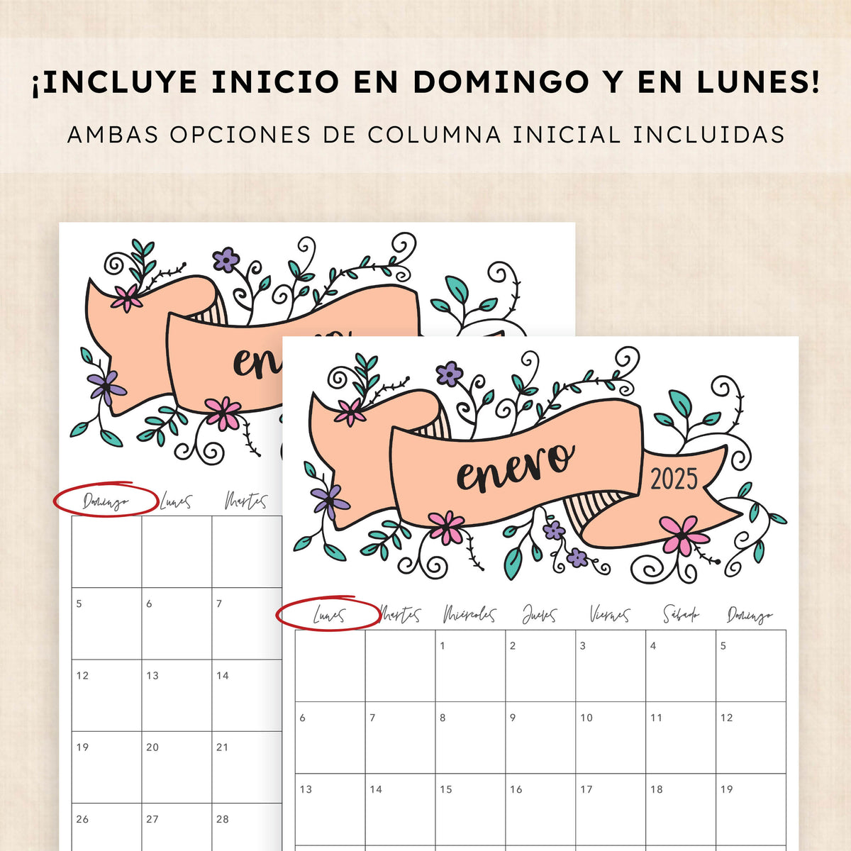Calendario 2025 para imprimir