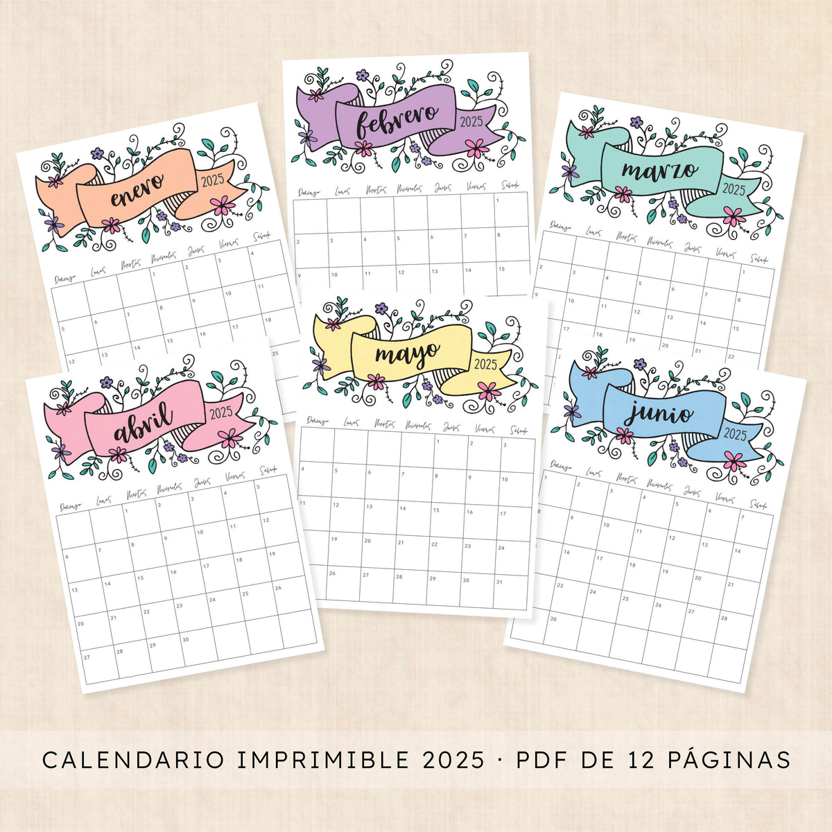 Calendario 2025 para imprimir