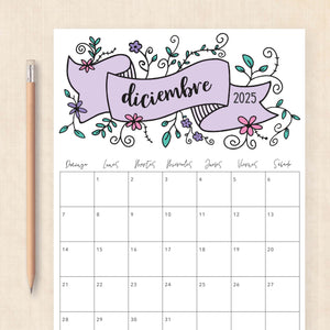 Calendario 2025 para imprimir