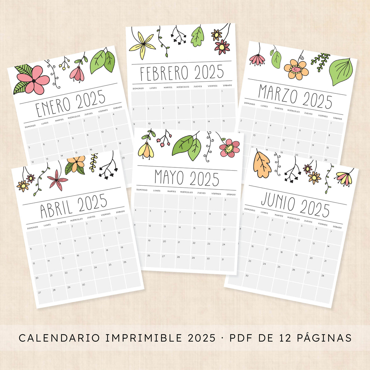 Calendario 2025 para imprimir