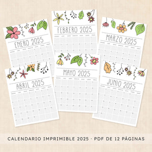 Calendario 2025 para imprimir