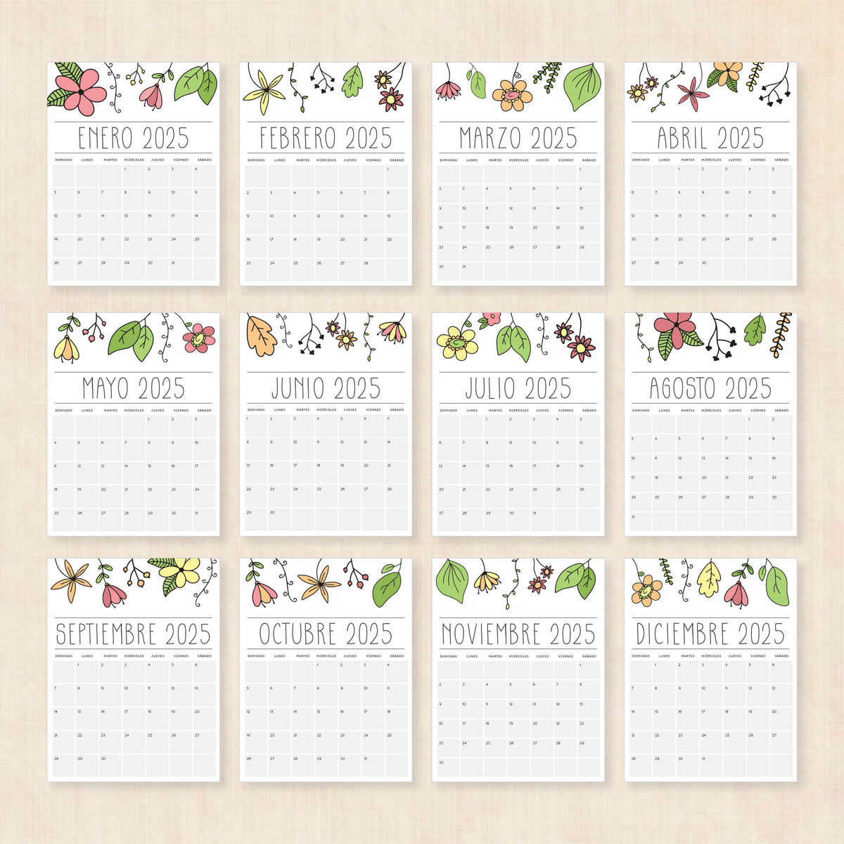 Calendario 2025 para imprimir