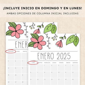 Calendario 2025 para imprimir