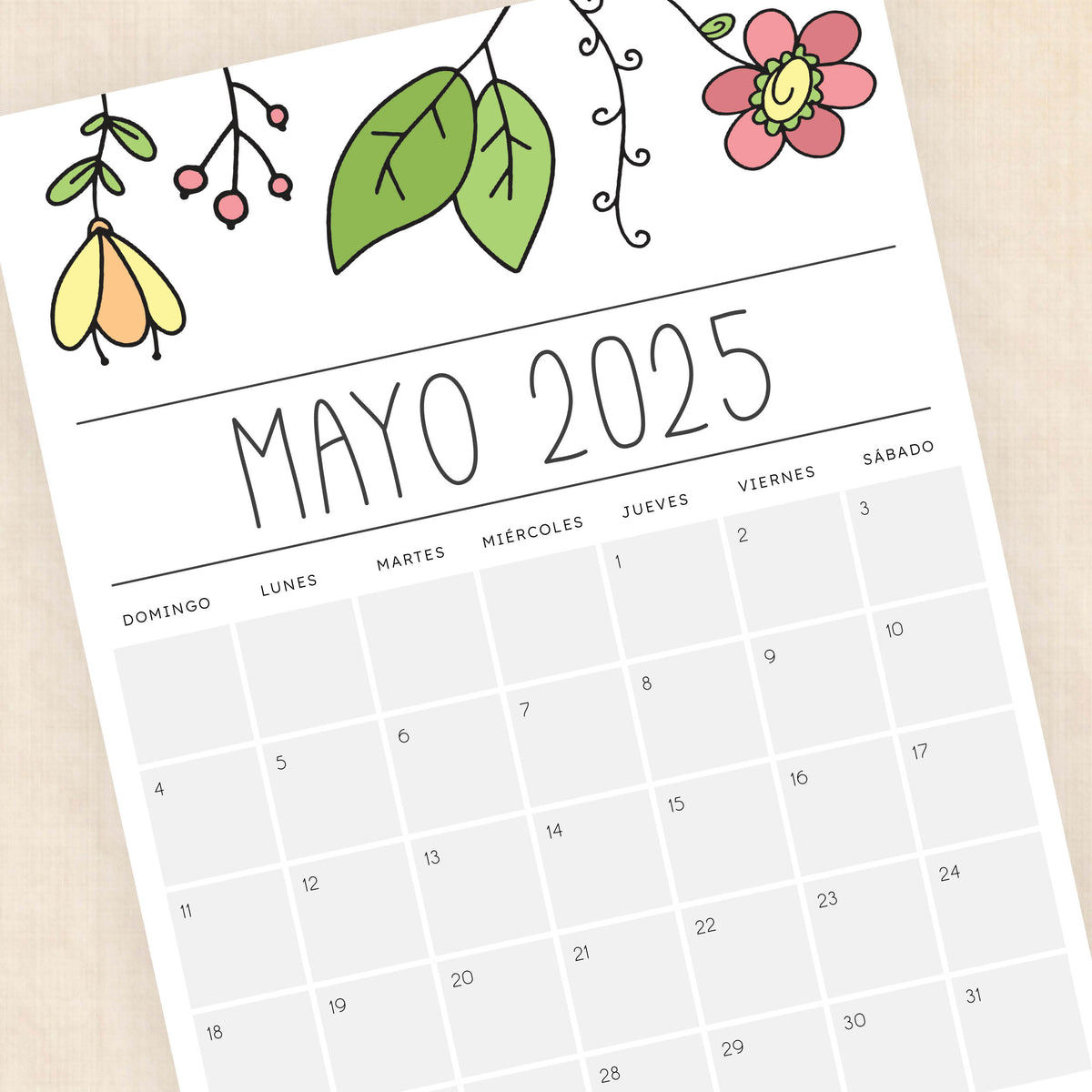 Calendario 2025 para imprimir