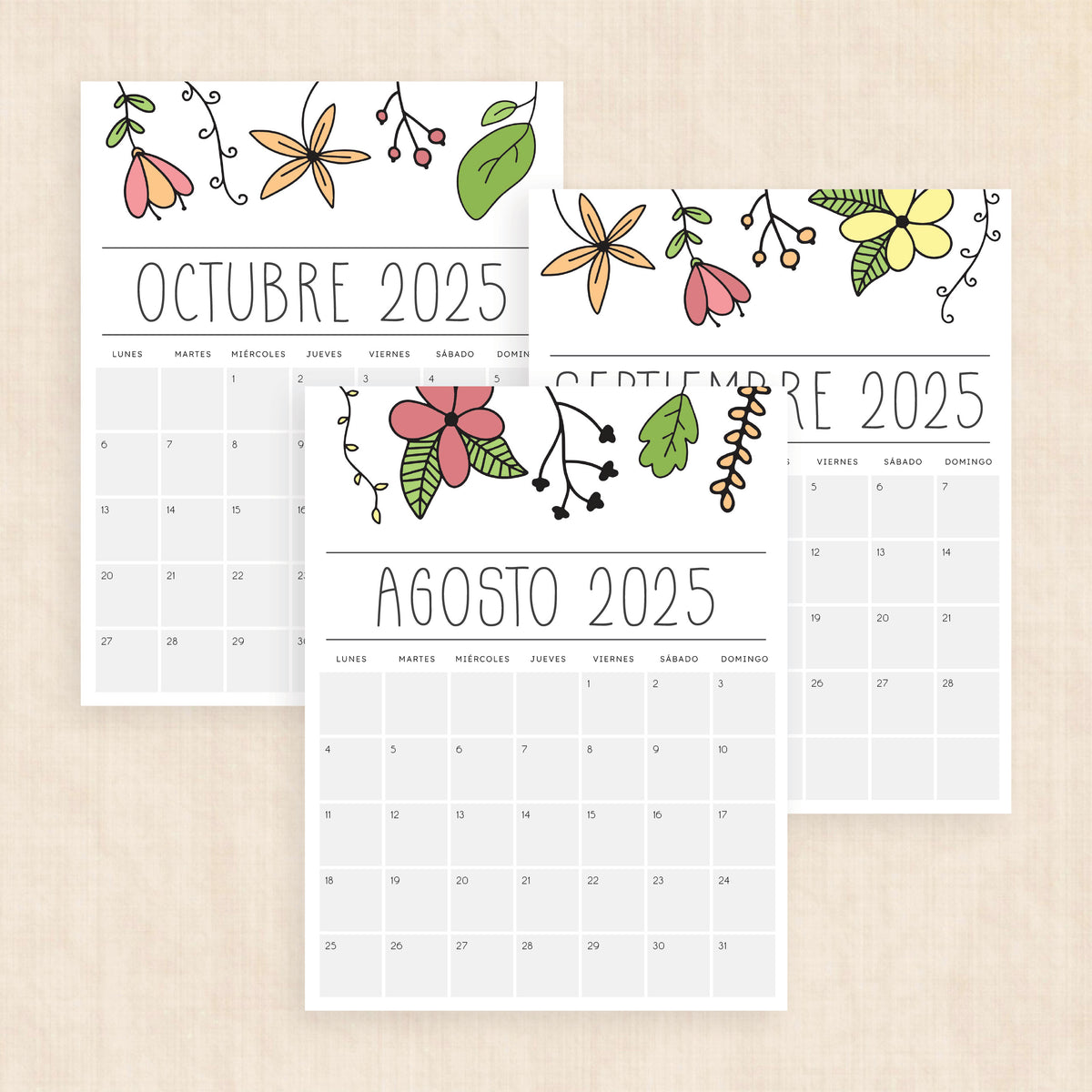 Calendario 2025 para imprimir