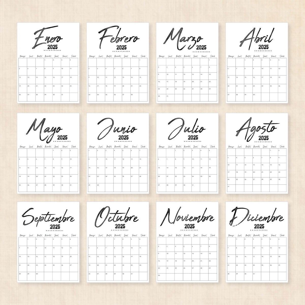 Calendario 2025 para imprimir