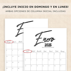 Calendario 2025 para imprimir