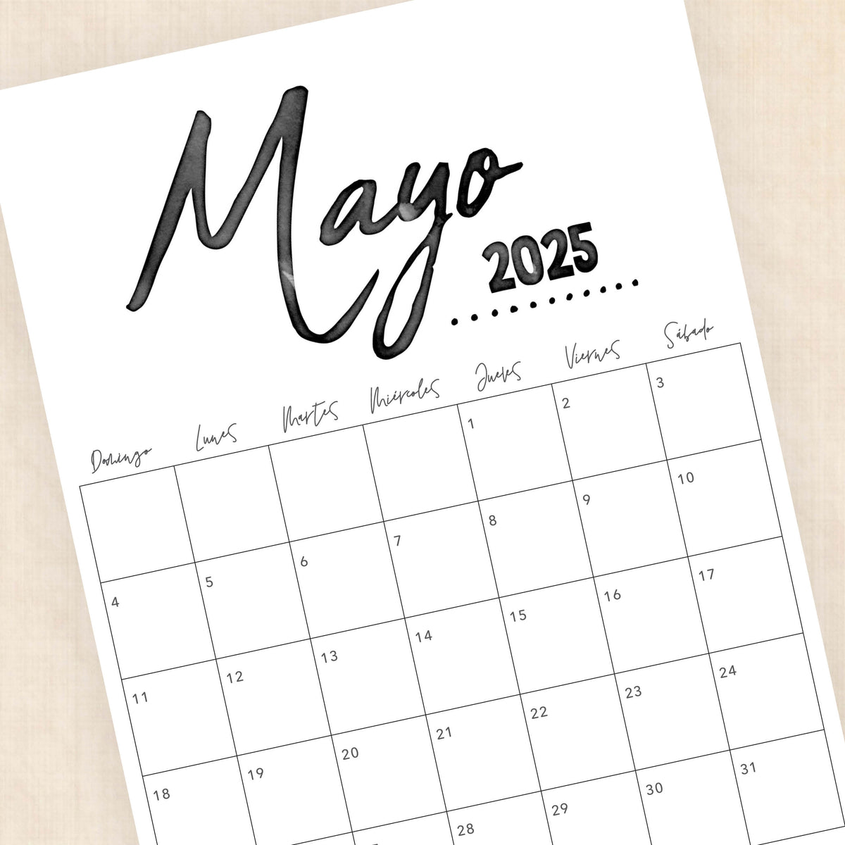 Calendario 2025 para imprimir