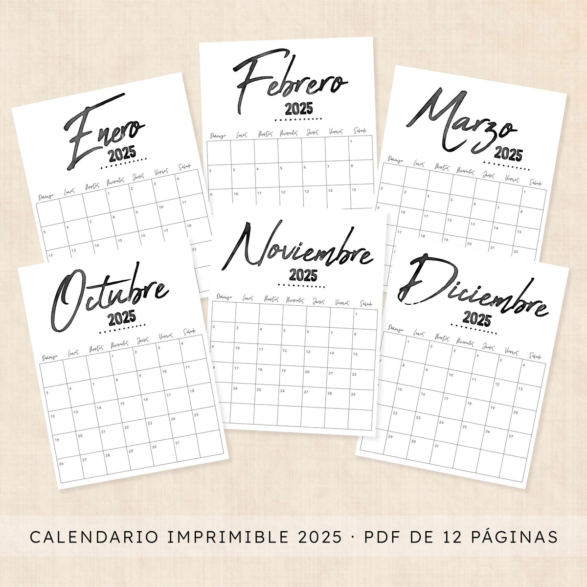 Calendario 2025 para imprimir
