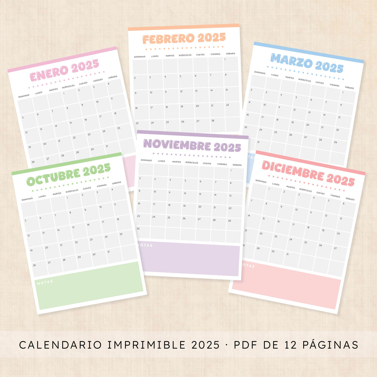 Calendario 2025 para imprimir