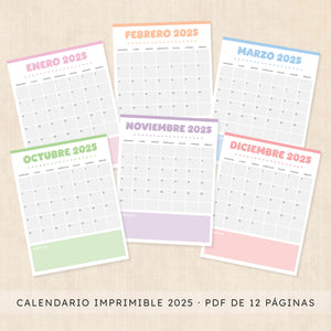 Calendario 2025 para imprimir
