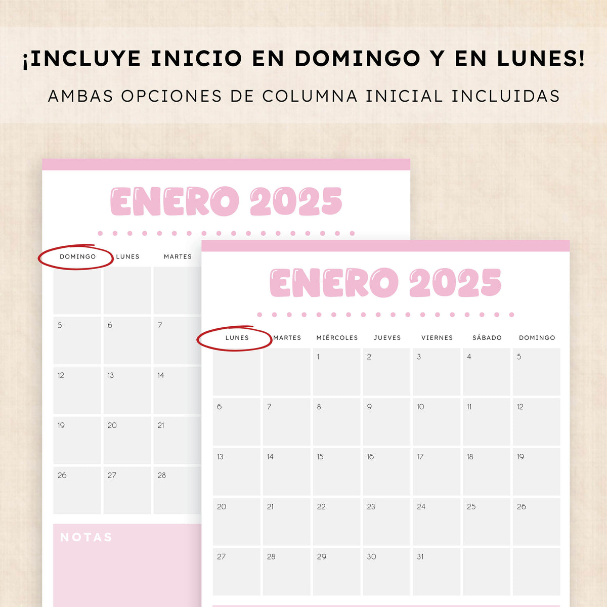 Calendario 2025 para imprimir