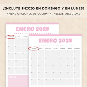Calendario 2025 para imprimir
