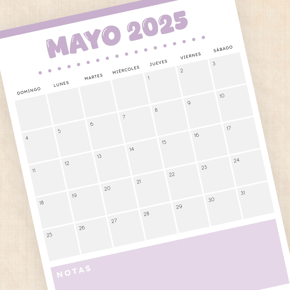 Calendario 2025 para imprimir