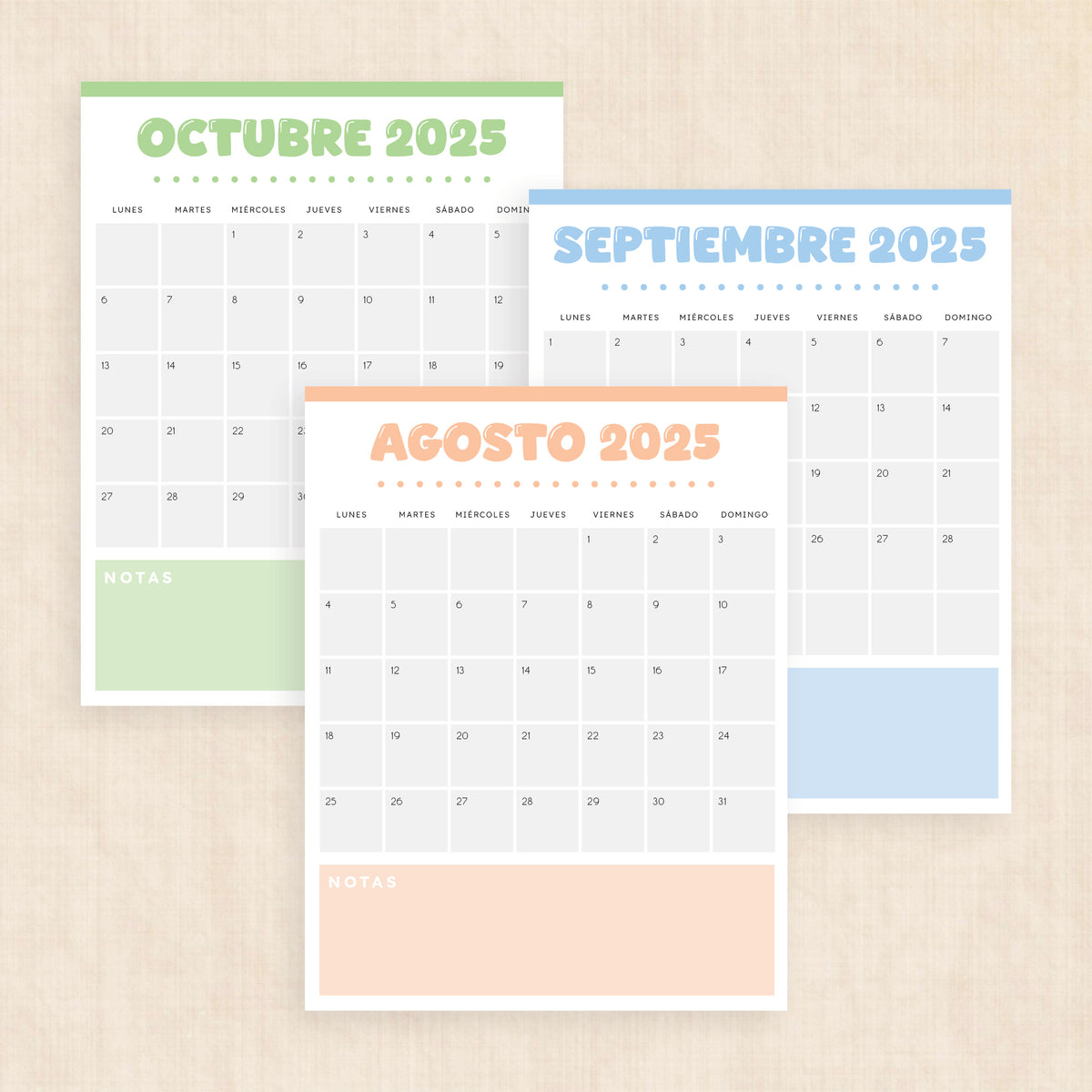 Calendario 2025 para imprimir