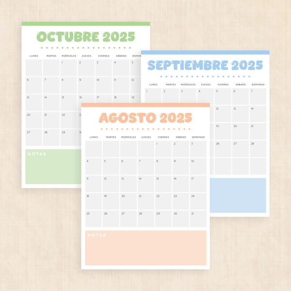 Calendario 2025 para imprimir