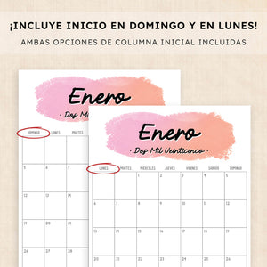 calendario 2025 para imprimir