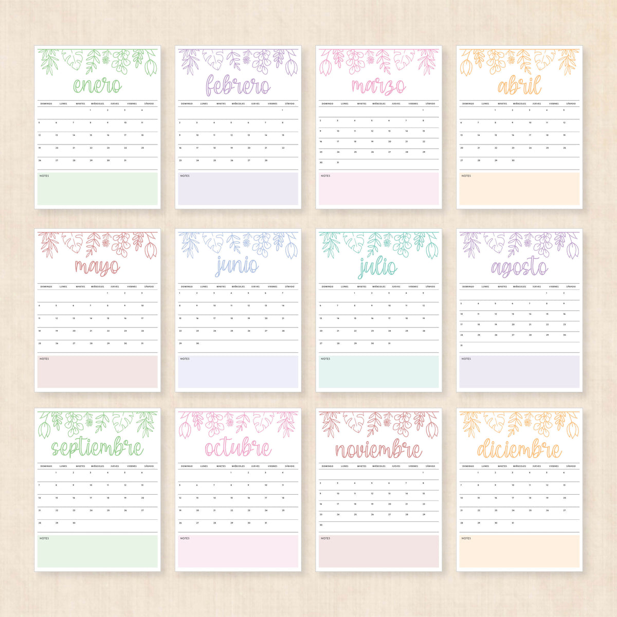 Calendario 2025 para imprimir