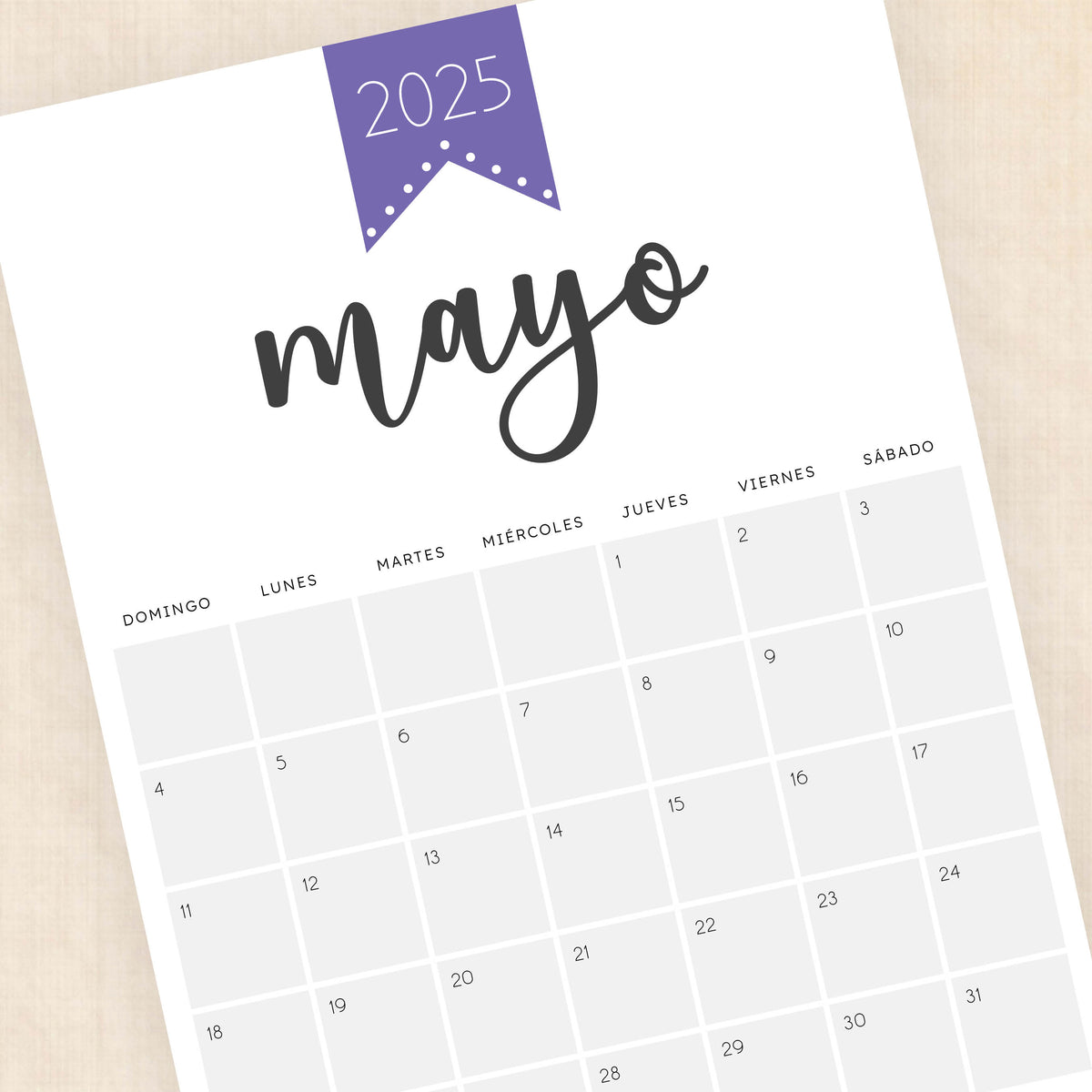 Calendario 2025 para imprimir