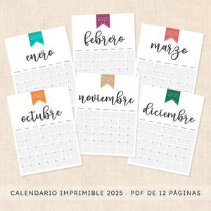 Calendario 2025 para imprimir