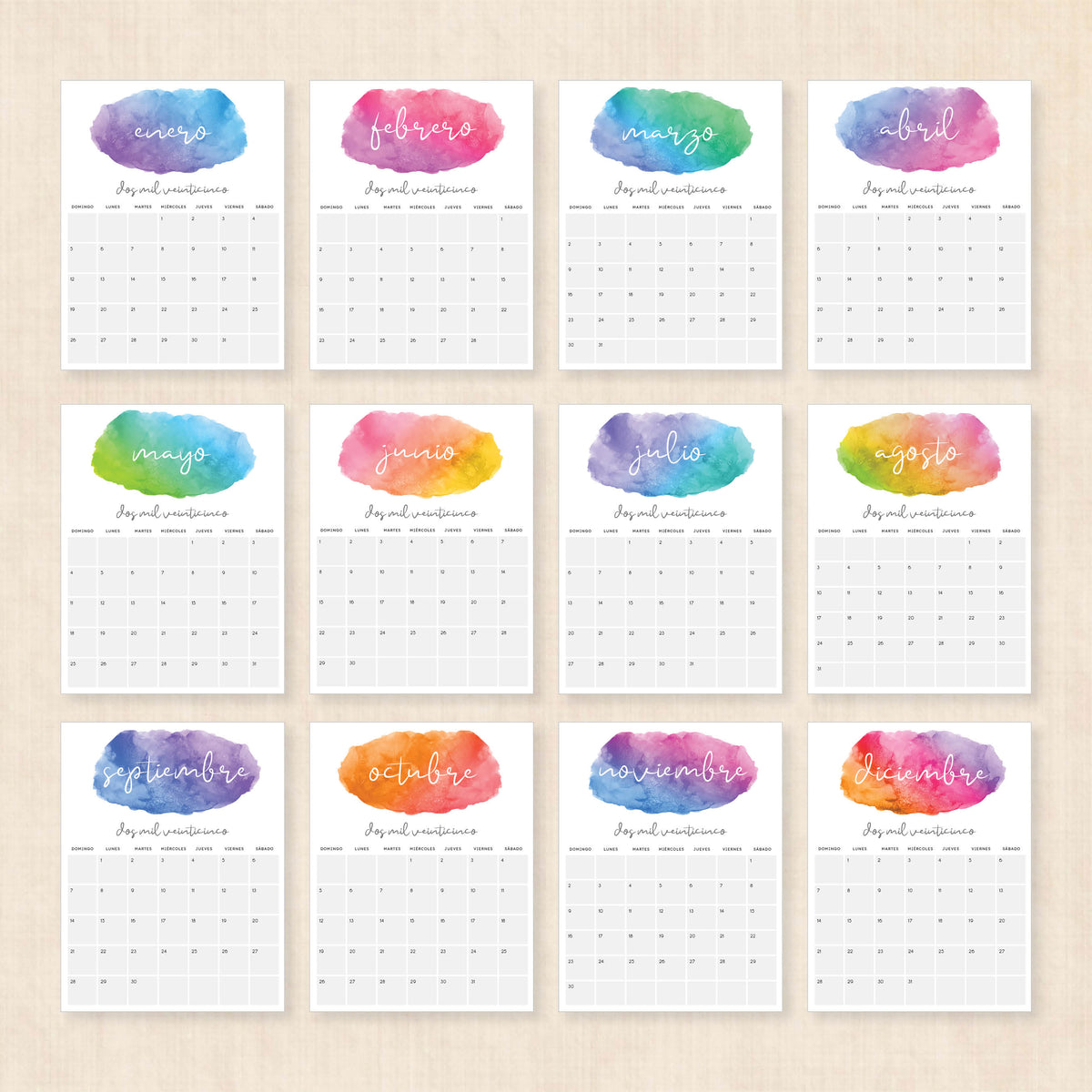 Calendario 2025 para imprimir