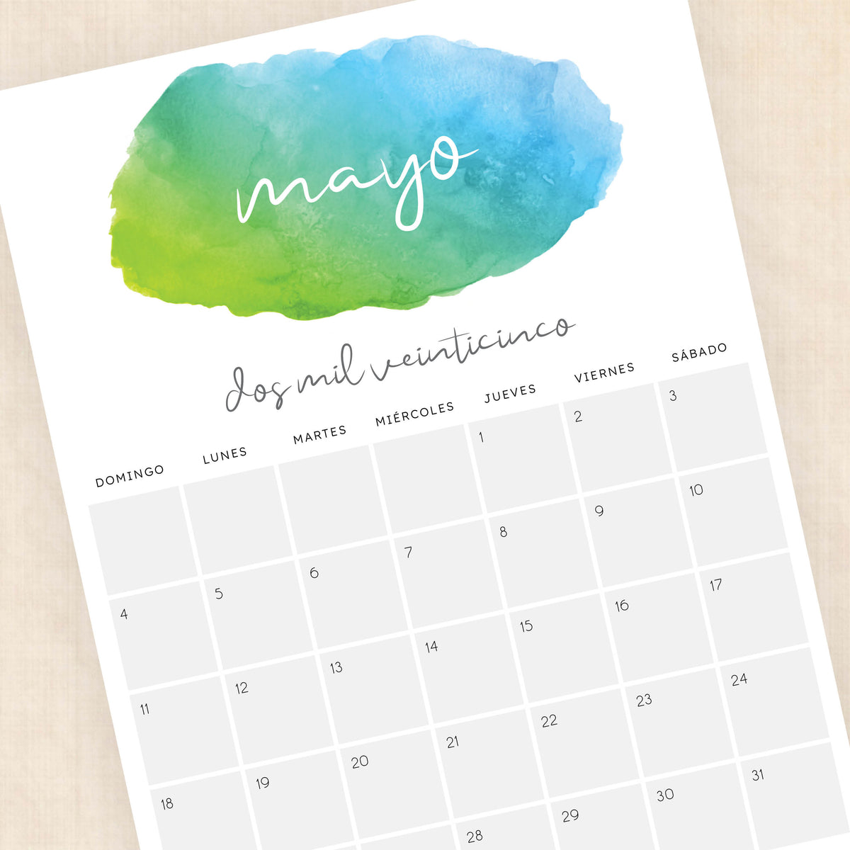 Calendario 2025 para imprimir