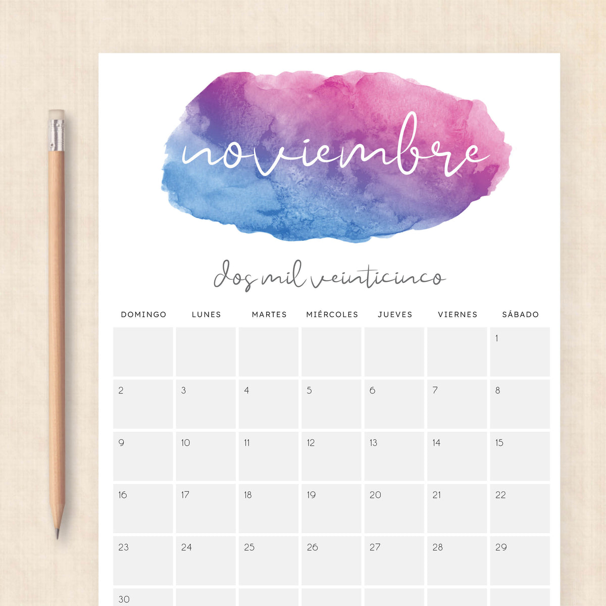 Calendario 2025 para imprimir