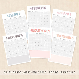 Calendario 2025 para imprimir