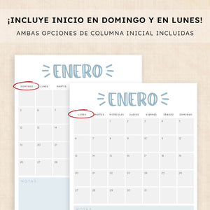 Calendario 2025 para imprimir