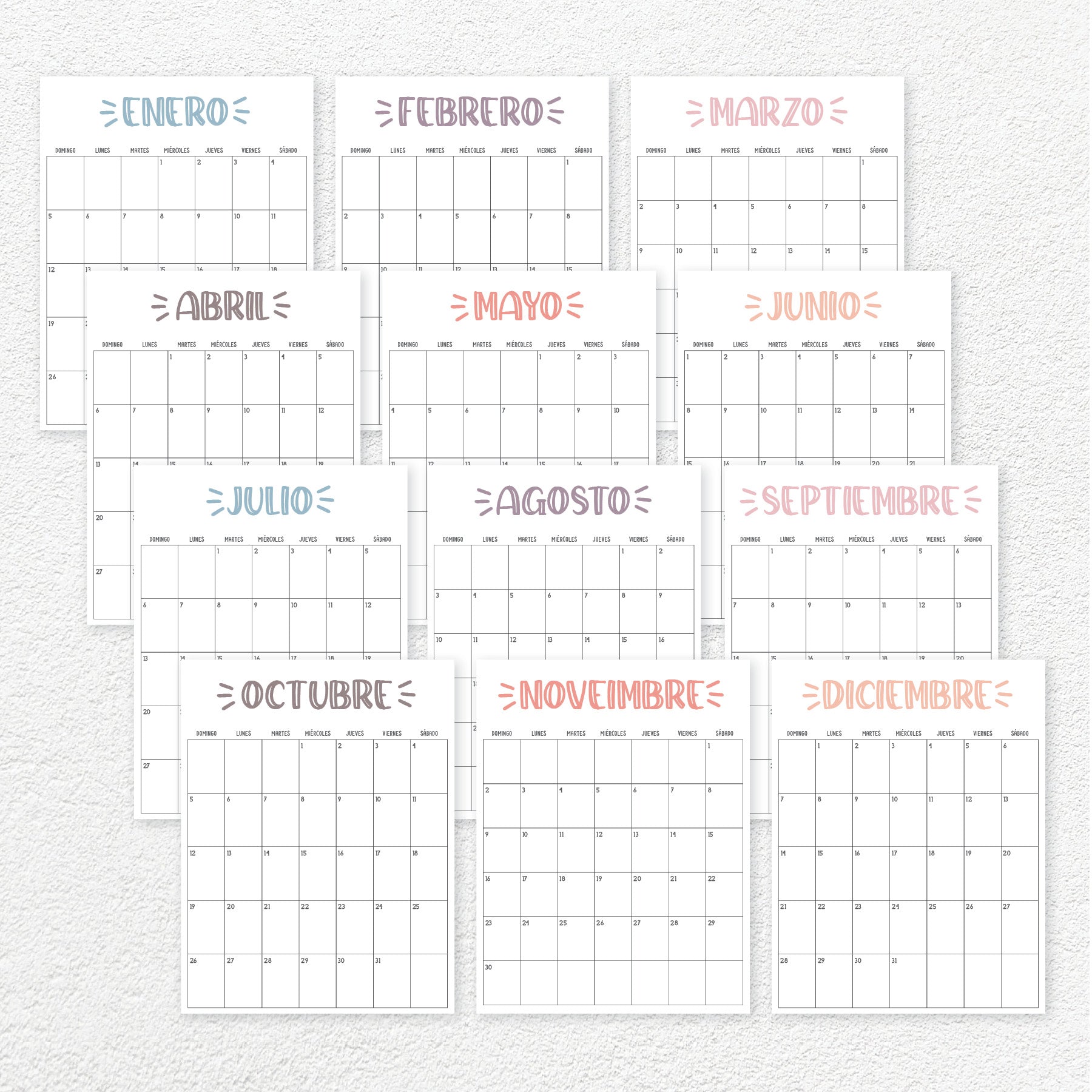 Calendario 2025 para imprimir