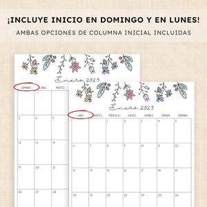 Calendario 2025 para imprimir