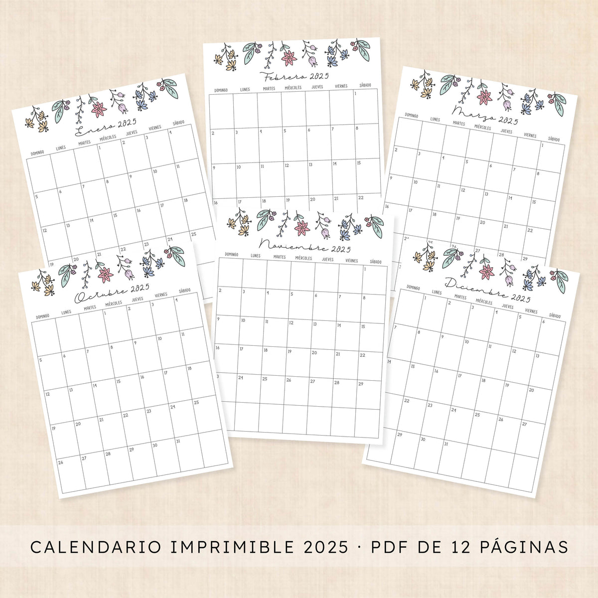 Calendario 2025 para imprimir