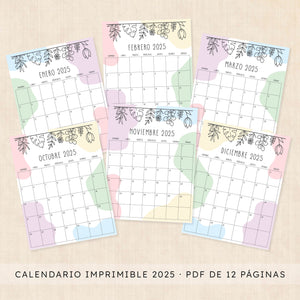 Calendario 2025 para imprimir