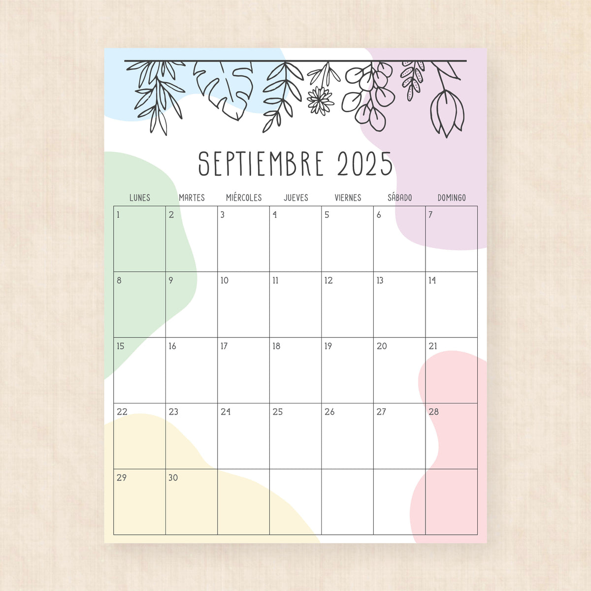 Calendario 2025 para imprimir