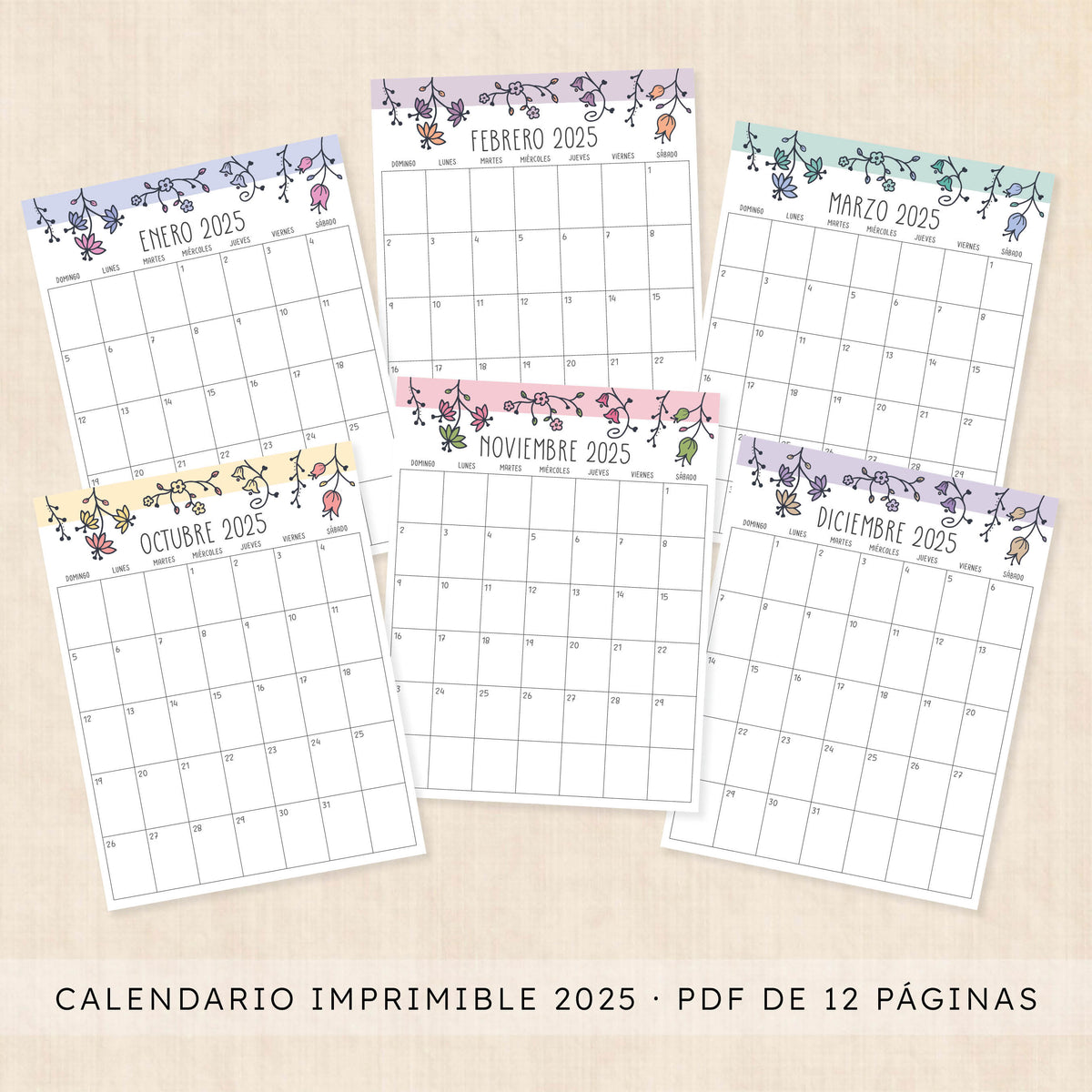 Calendario 2025 para imprimir