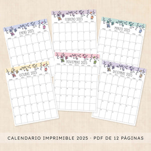 Calendario 2025 para imprimir