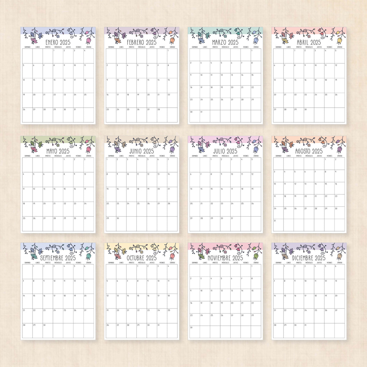 Calendario 2025 para imprimir