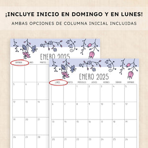 Calendario 2025 para imprimir