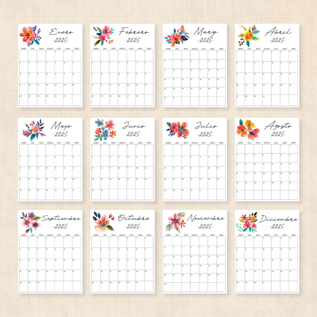 Calendario 2025 para imprimir