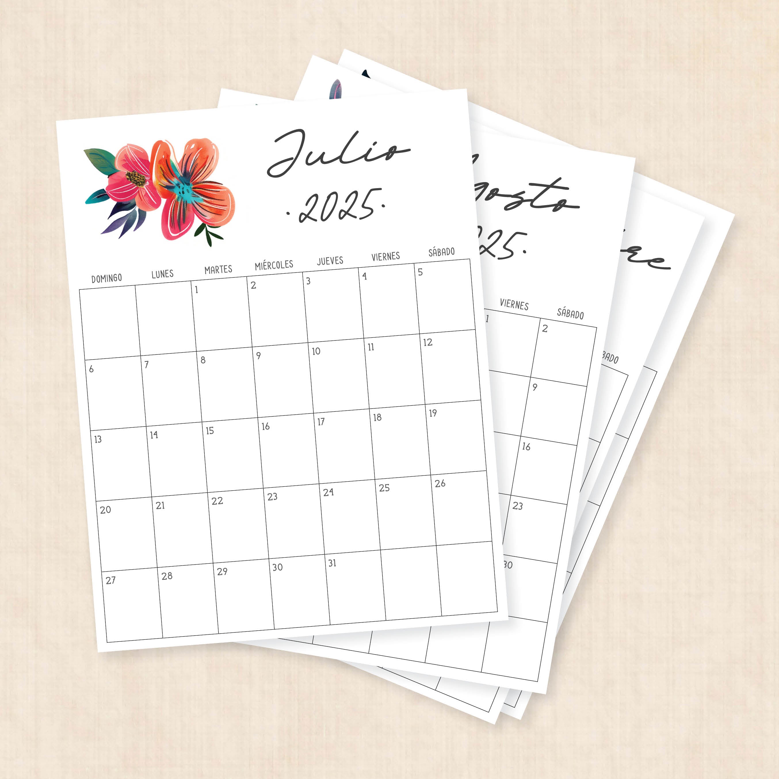 Calendario 2025 para Imprimir · Tropical Treasure