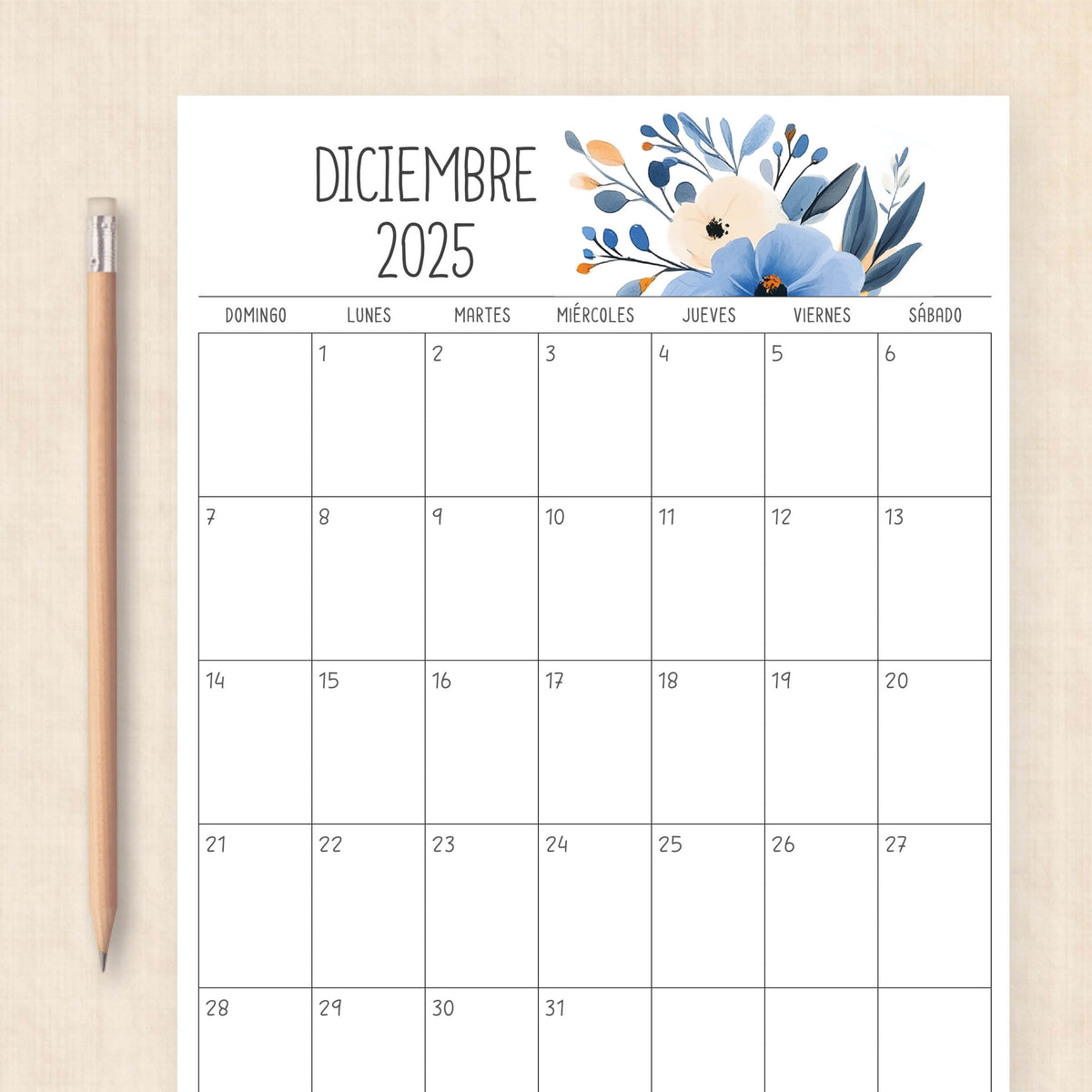 Calendario 2025 para imprimir