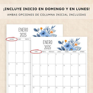 Calendario 2025 para imprimir