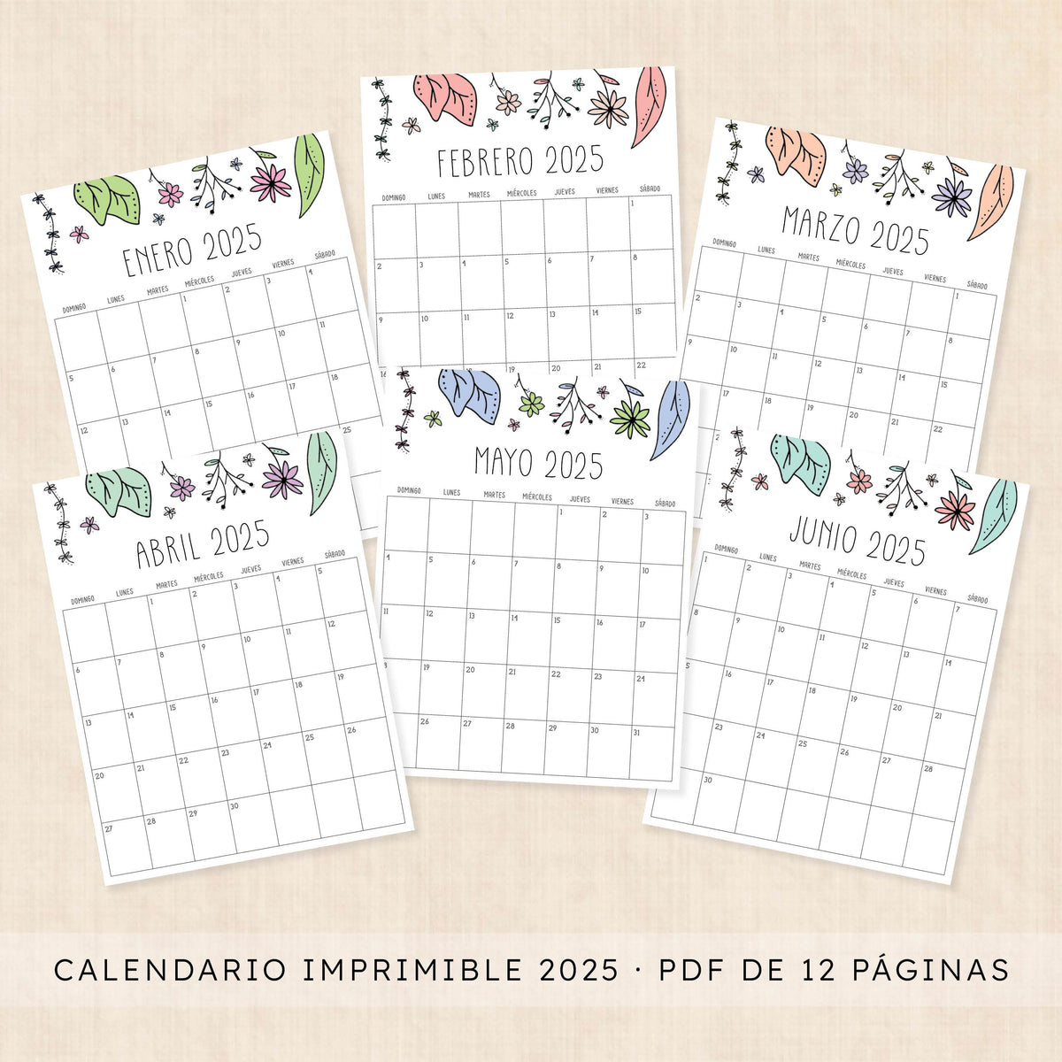 Calendario 2025 para imprimir