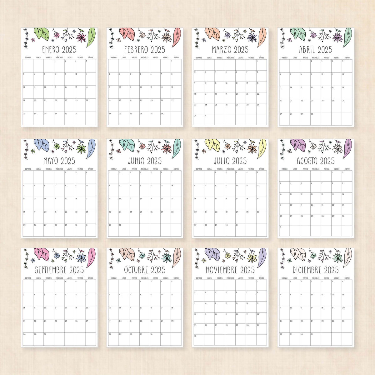 Calendario 2025 para imprimir