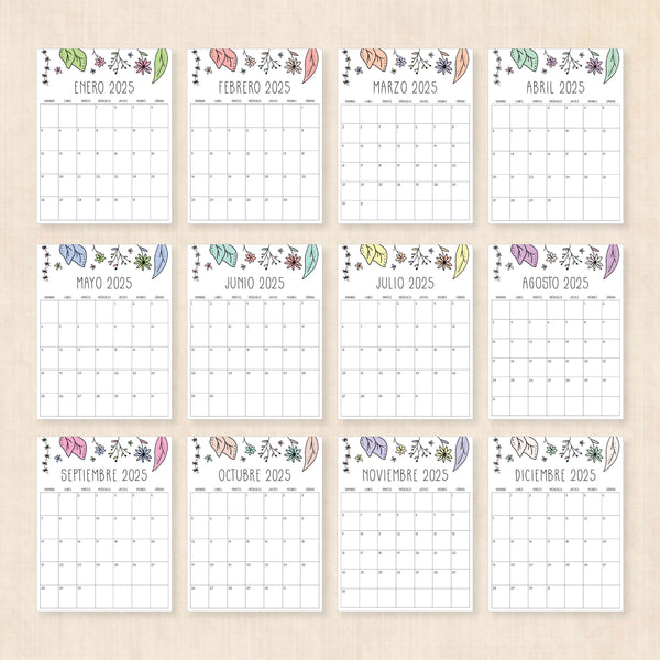 Calendario 2025 para imprimir