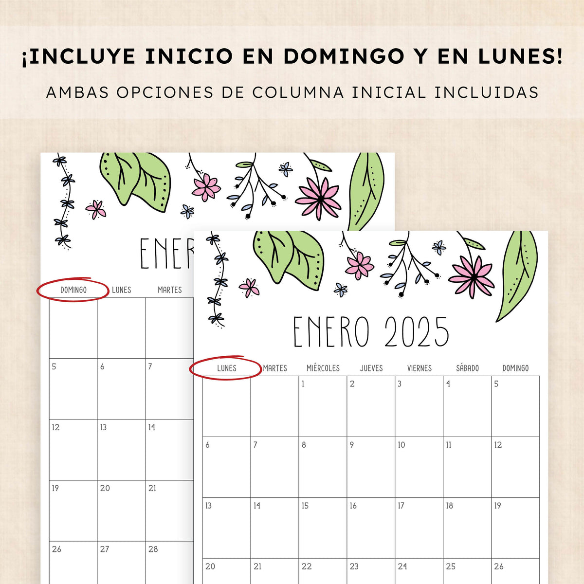 Calendario 2025 para imprimir